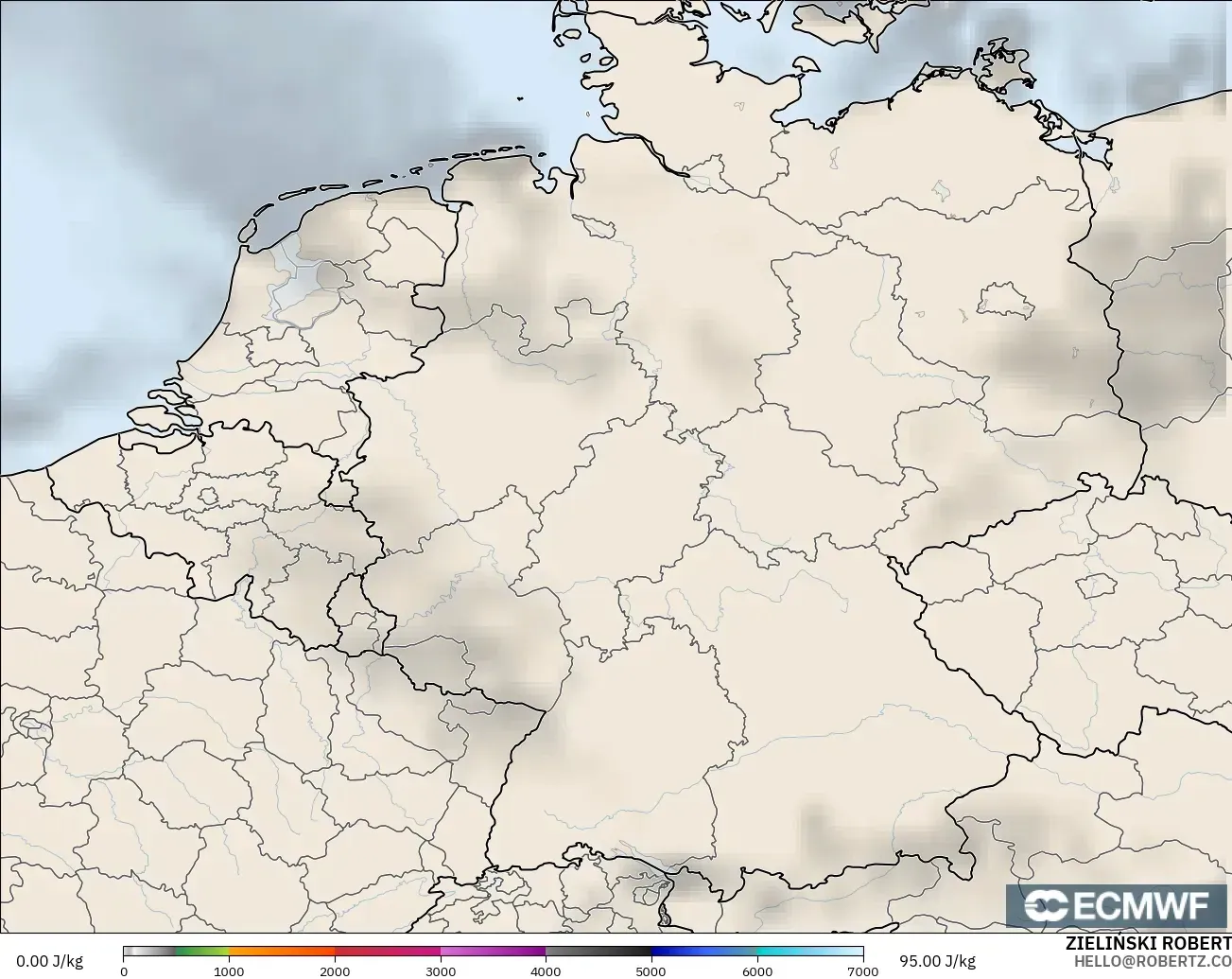ECMWF IFS 0.25° モデル - ドイツ, CAPE