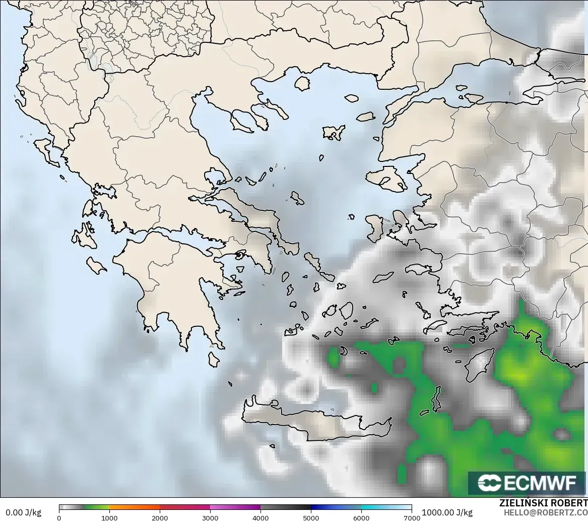 ECMWF IFS 0.25° モデル - ギリシャ, CAPE