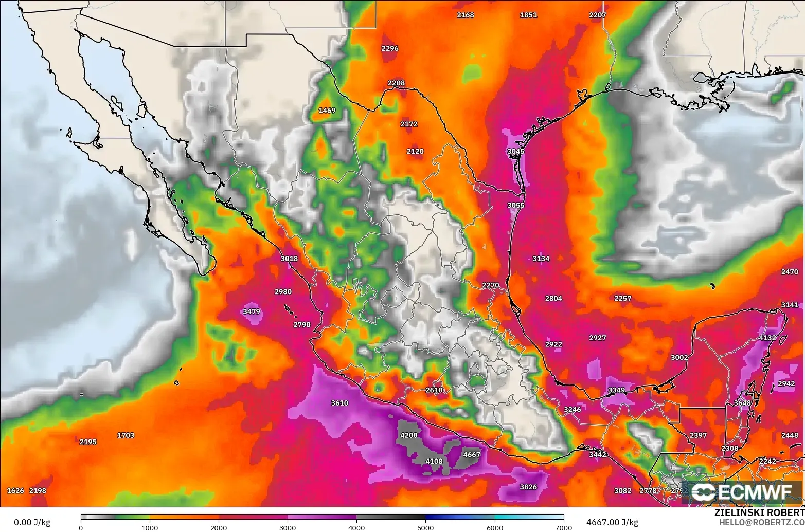 ECMWF IFS 0.25° モデル - メキシコ, CAPE
