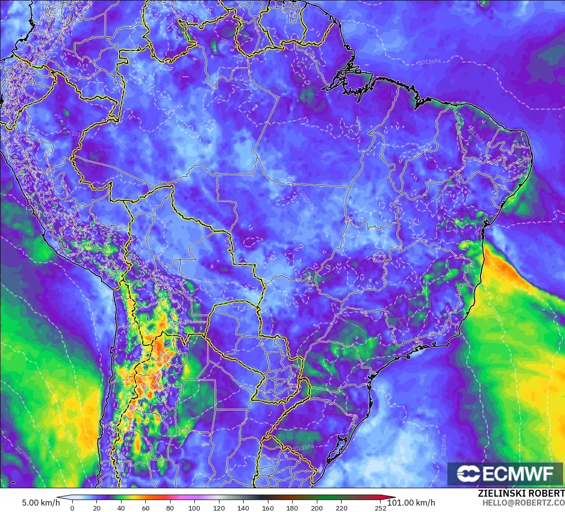ECMWF IFS 0.25° モデル - ブラジル, 突風