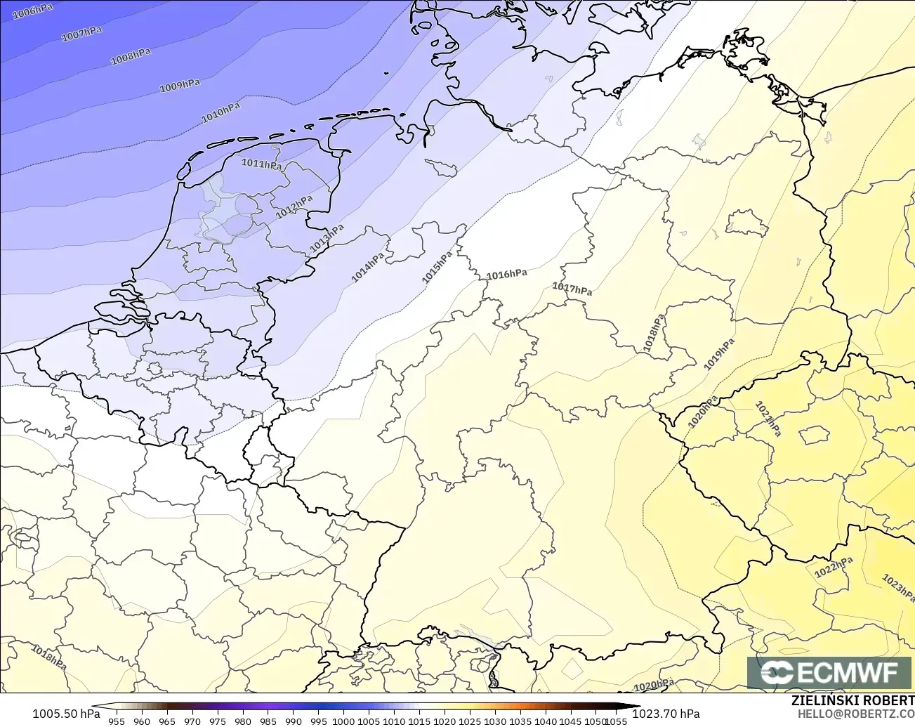 ECMWF IFS 0.25° モデル - ドイツ, 気圧