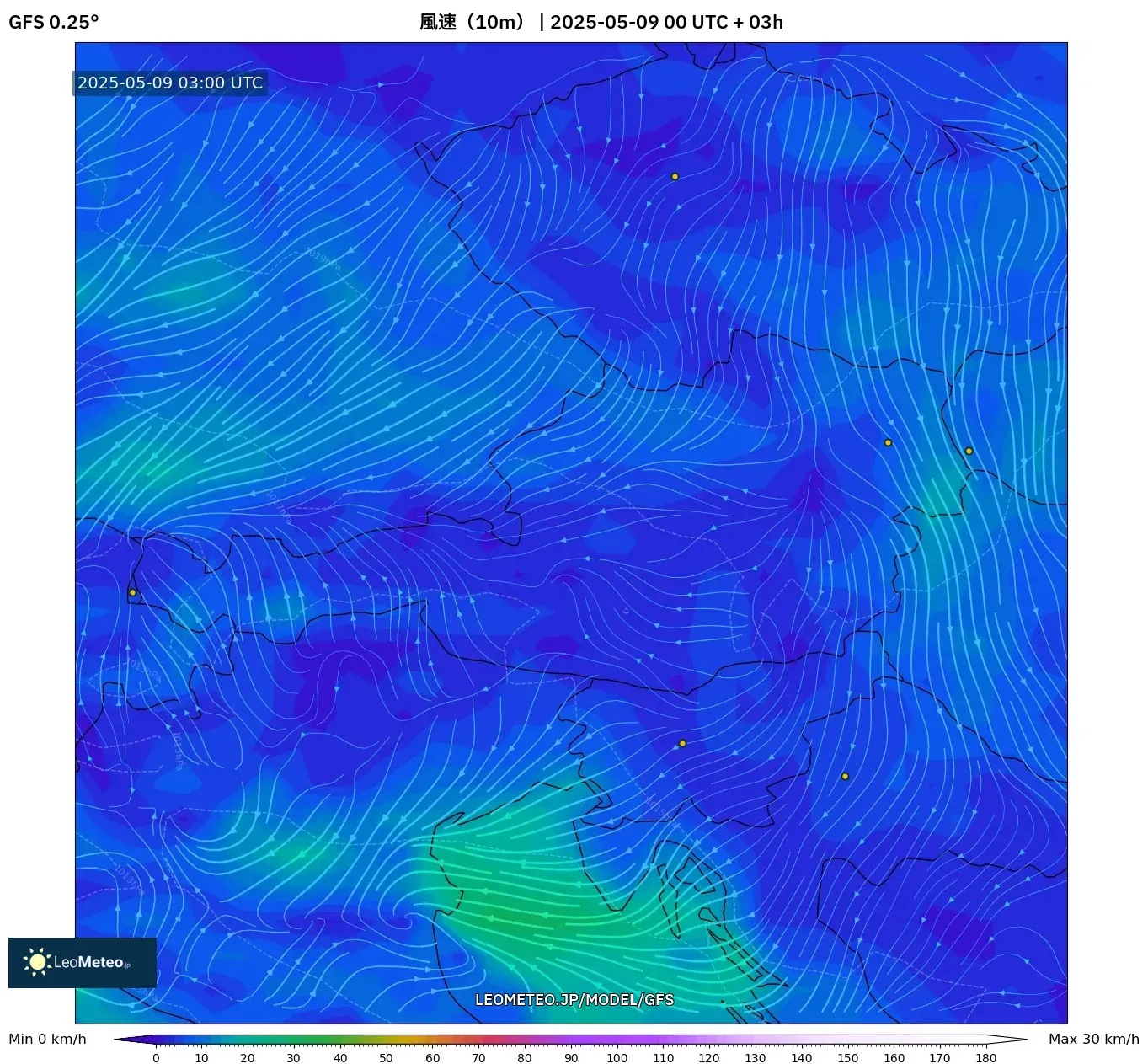 GFS - オーストリア, 風速(10m) GFS - オーストリア, 風速(10m)