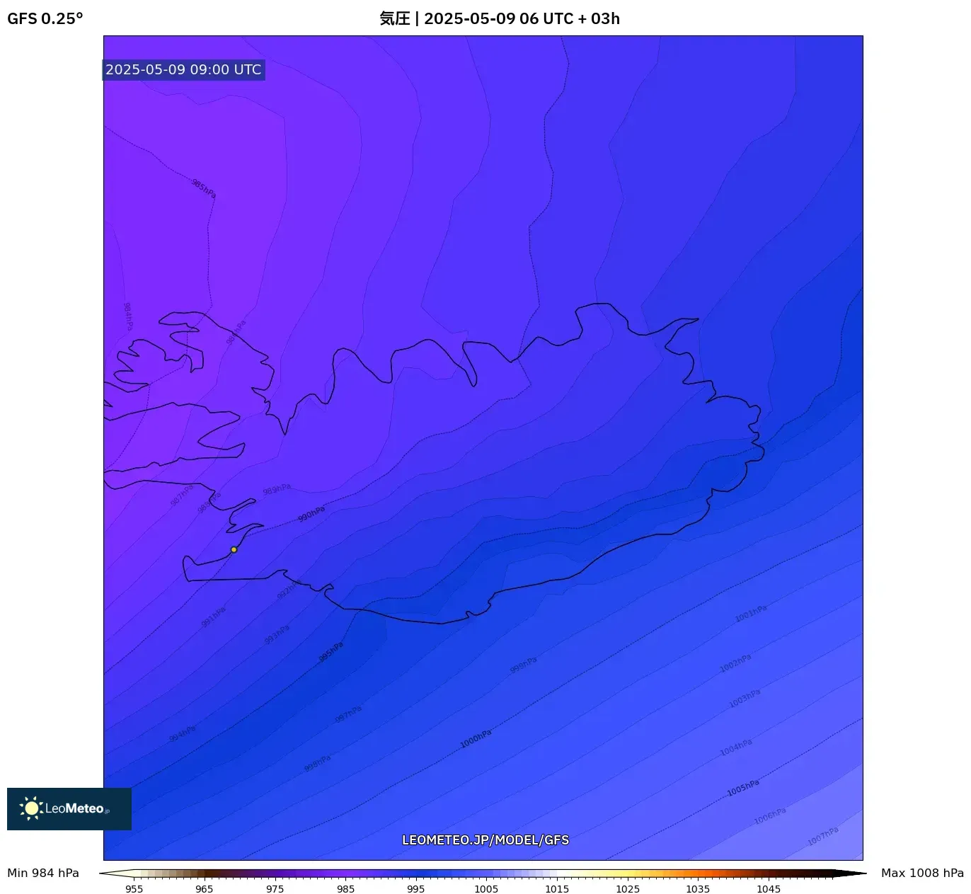 GFS - アルゼンチン, 気圧 GFS - アルゼンチン, 気圧