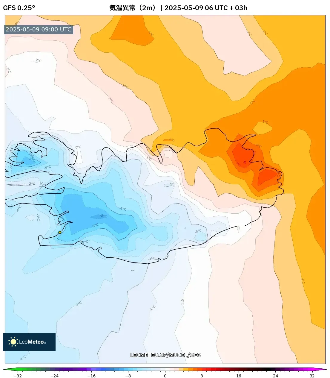 GFS - アルゼンチン, 気温異常(2m) GFS - アルゼンチン, 気温異常(2m)