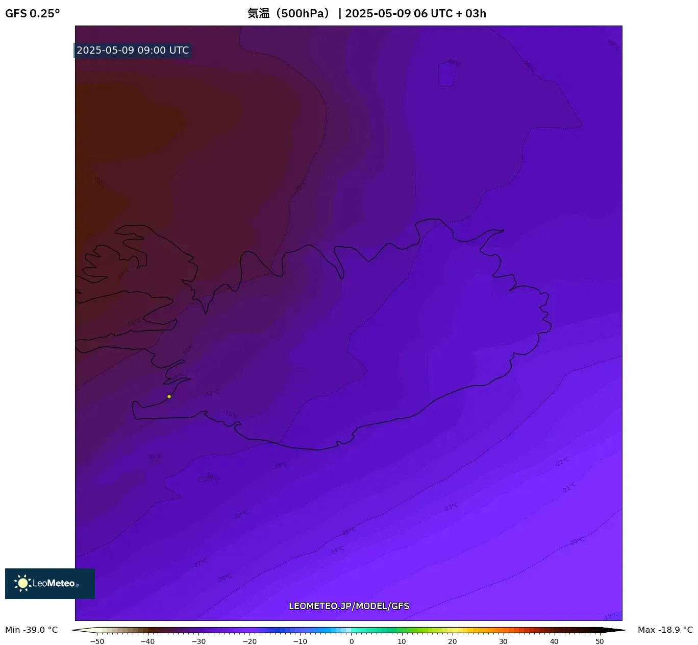 GFS - アルゼンチン, 気温(500hPa) GFS - アルゼンチン, 気温(500hPa)