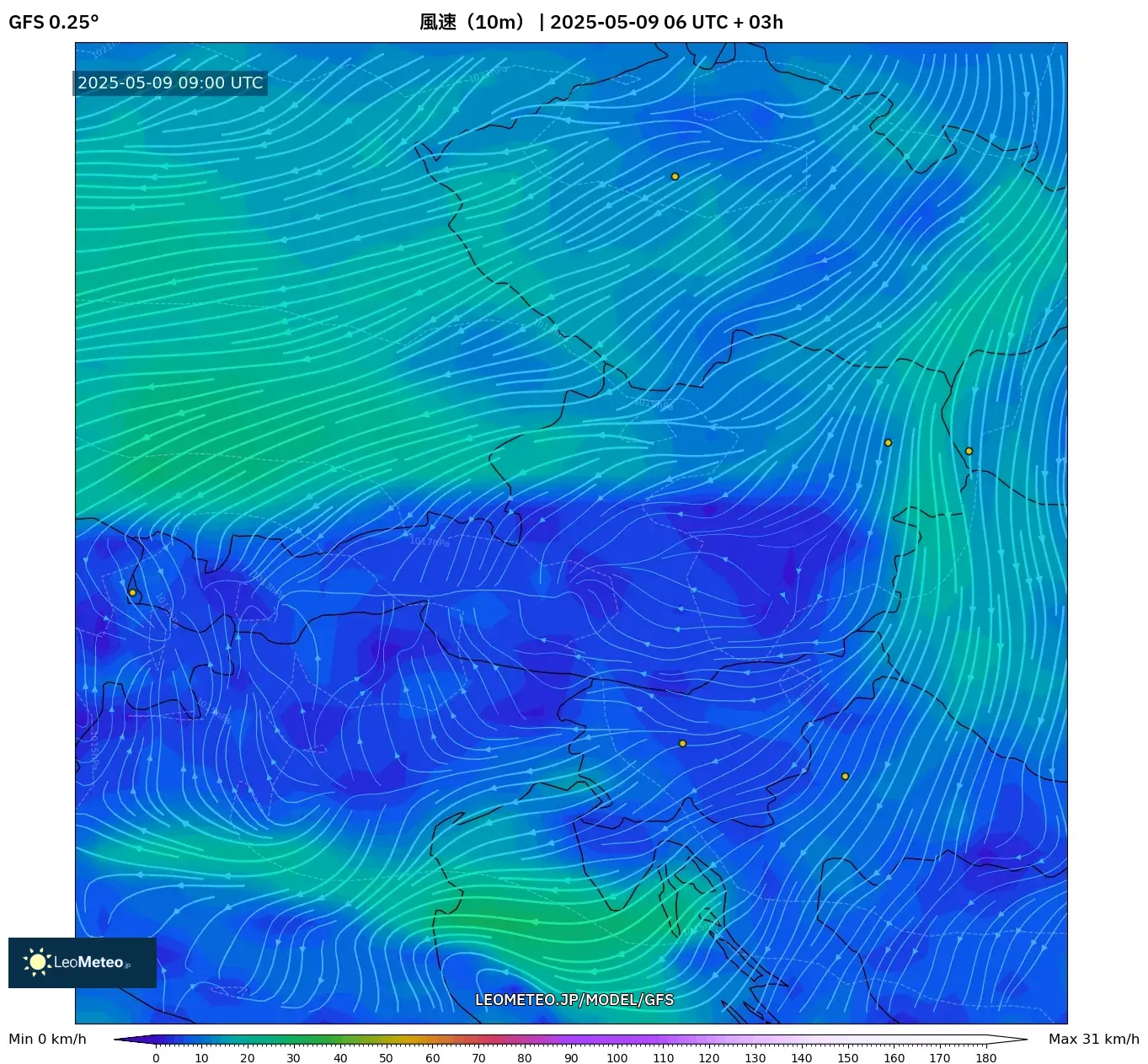GFS - オーストリア, 風速(10m) GFS - オーストリア, 風速(10m)