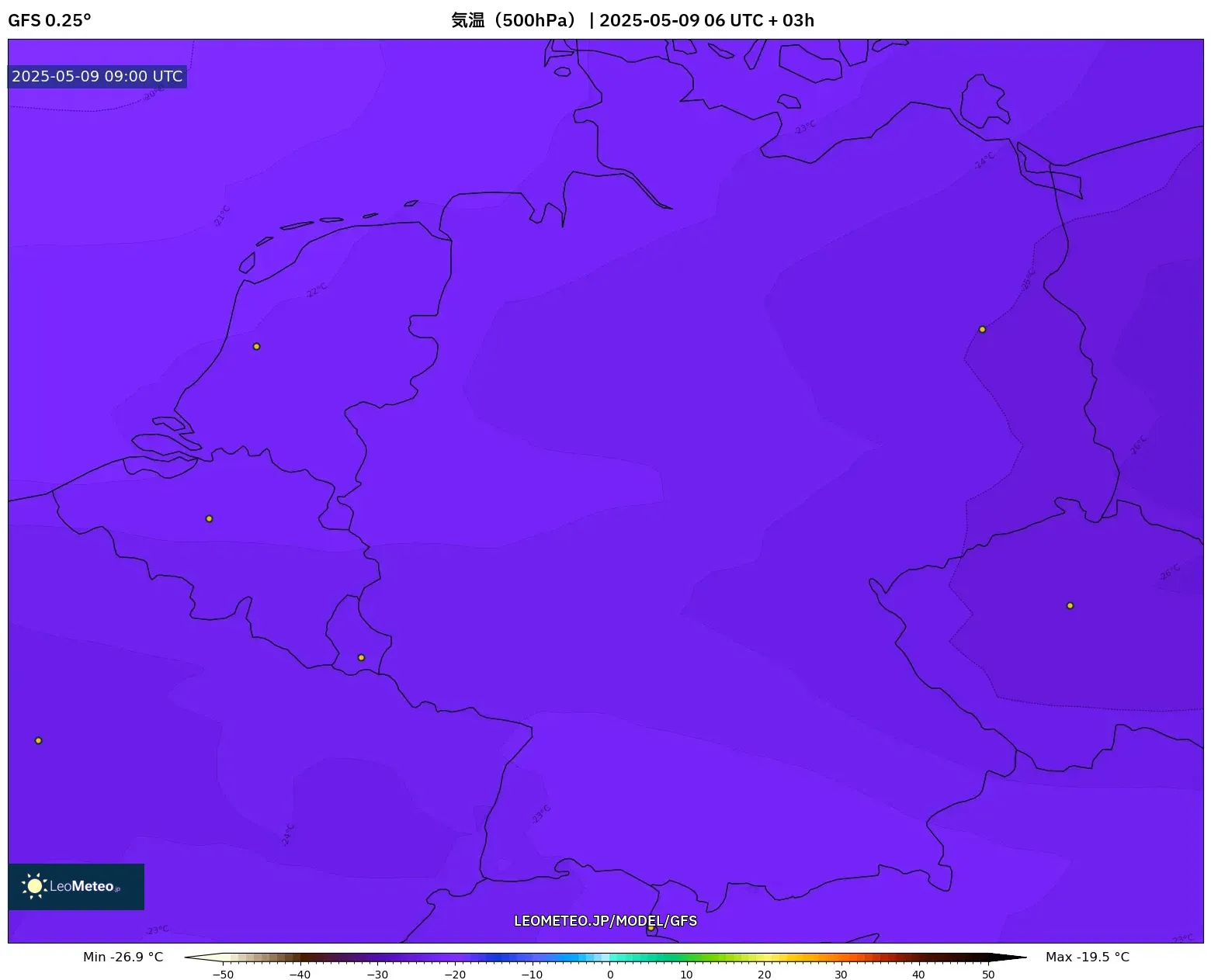 GFS - ドイツ, 気温(500hPa) GFS - ドイツ, 気温(500hPa)