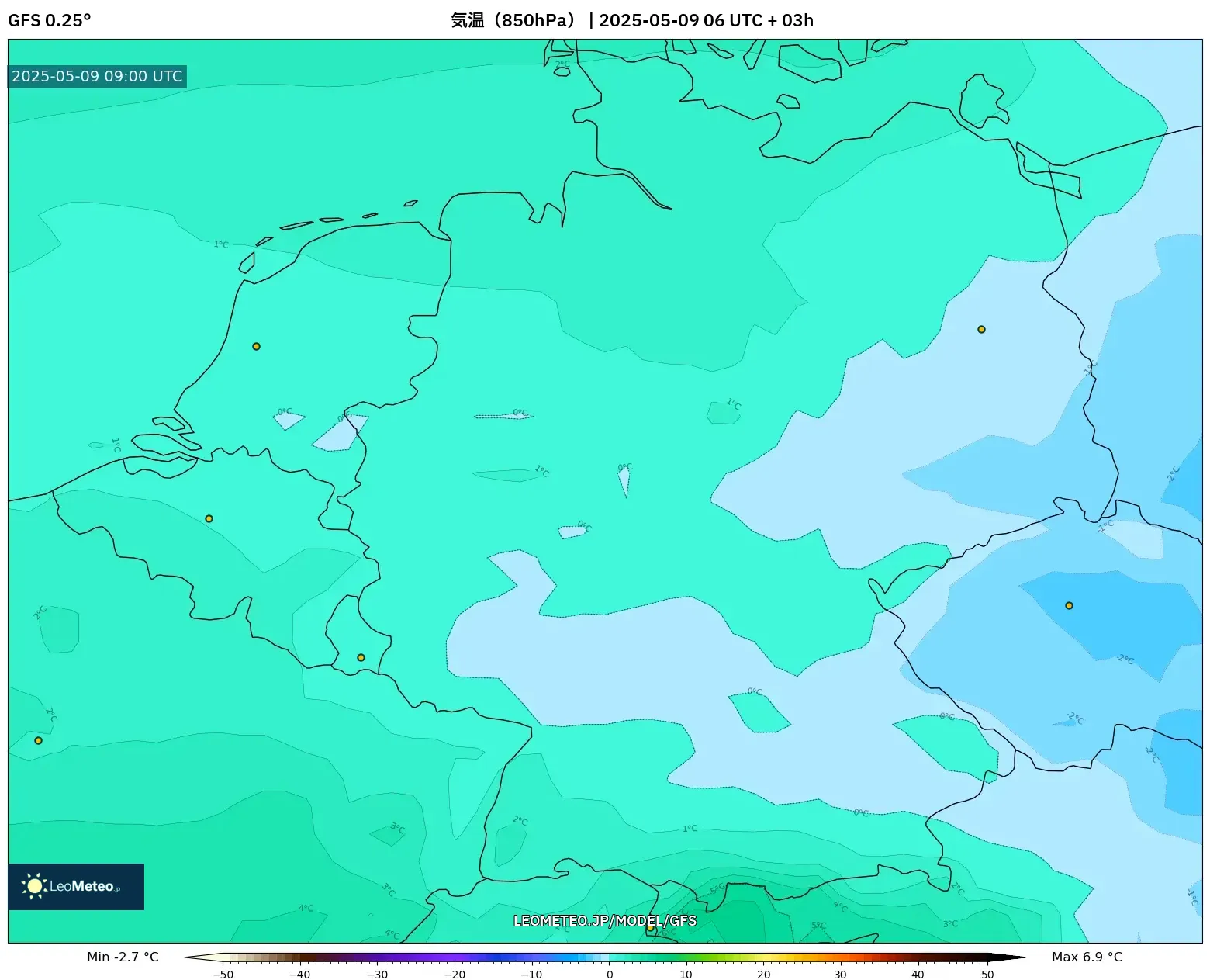GFS - ドイツ, 気温(850hPa) GFS - ドイツ, 気温(850hPa)