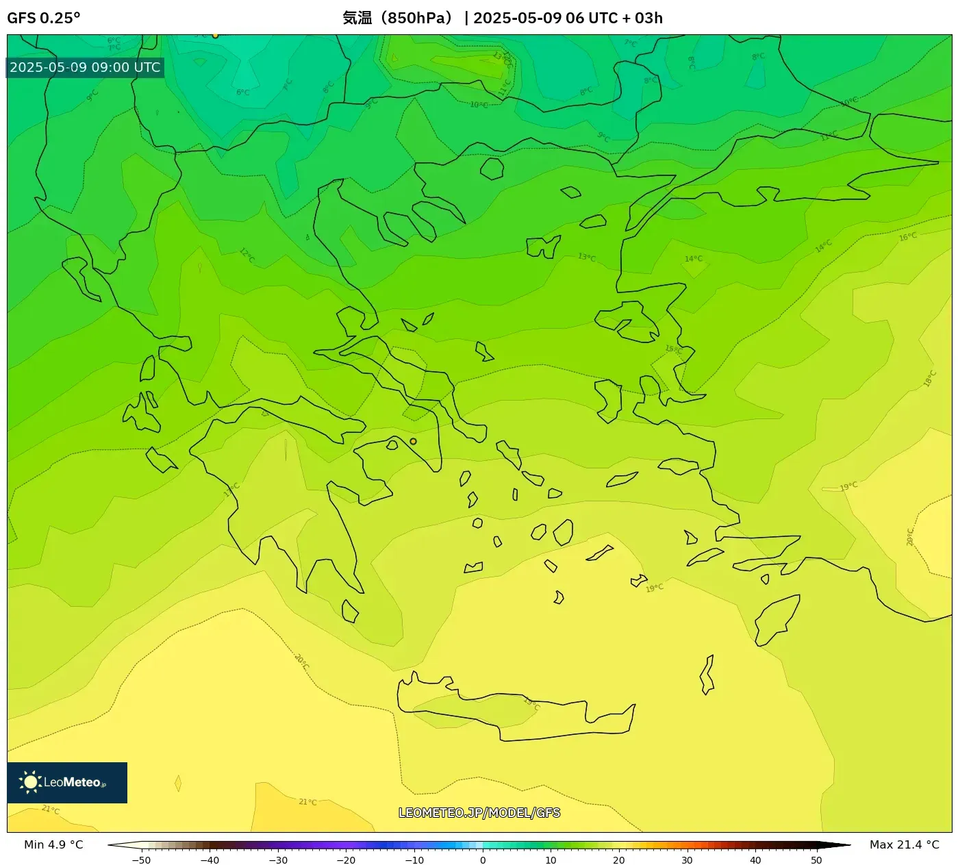 GFS - ギリシャ, 気温(850hPa) GFS - ギリシャ, 気温(850hPa)