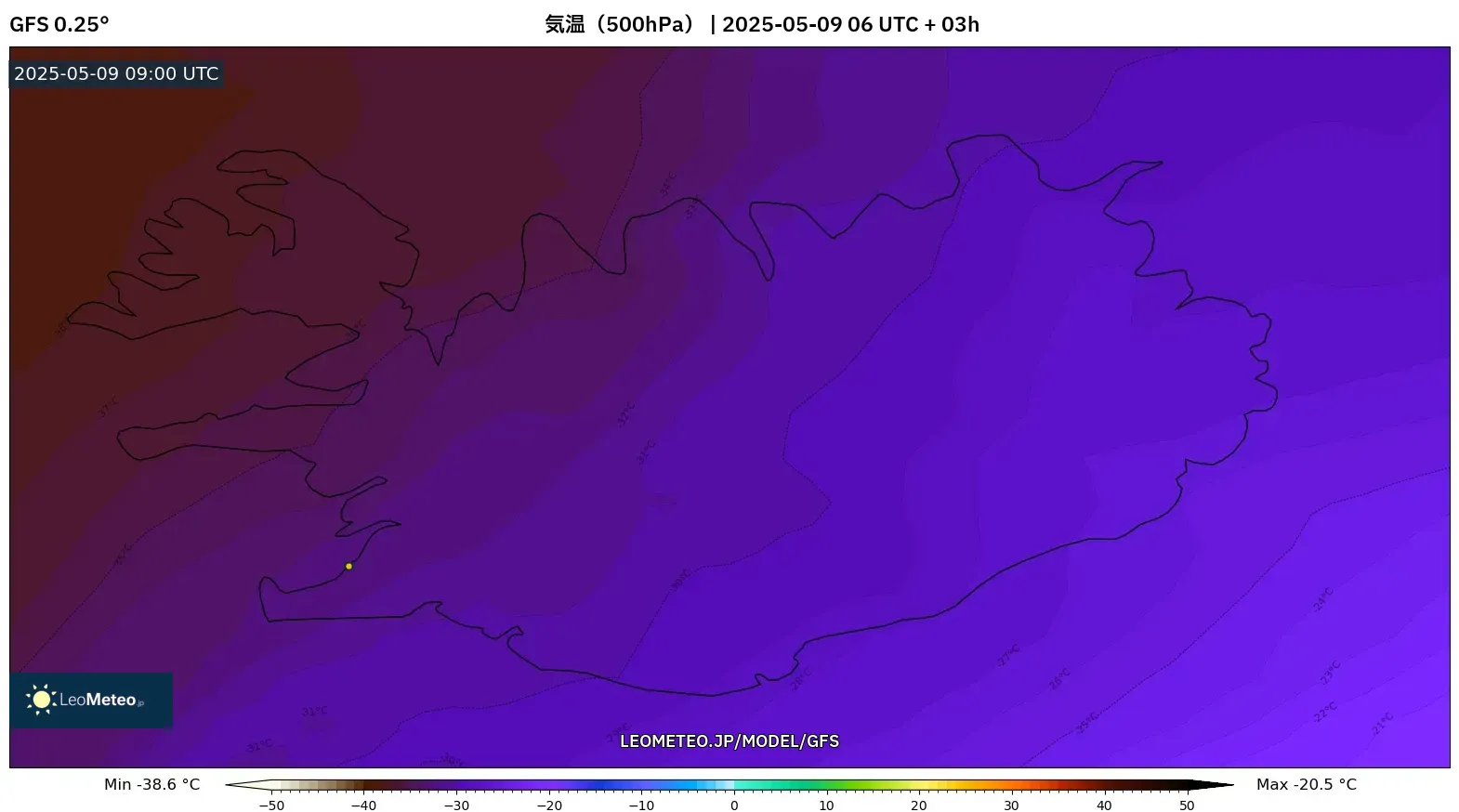 GFS - アイスランド, 気温(500hPa) GFS - アイスランド, 気温(500hPa)