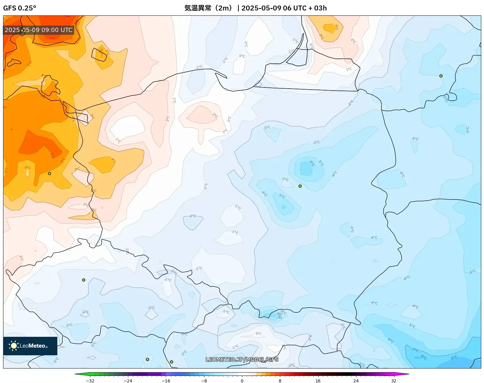GFS - ポーランド, 気温異常(2m) GFS - ポーランド, 気温異常(2m)