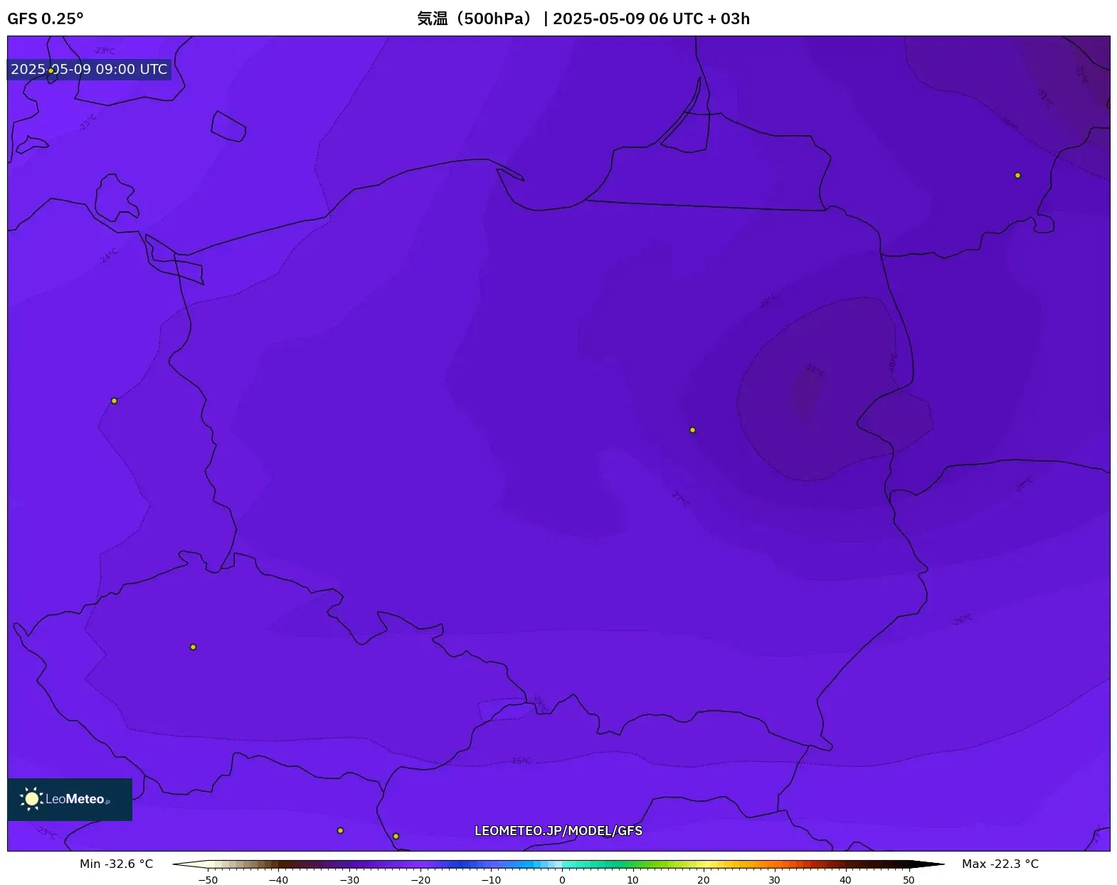 GFS - ポーランド, 気温(500hPa) GFS - ポーランド, 気温(500hPa)