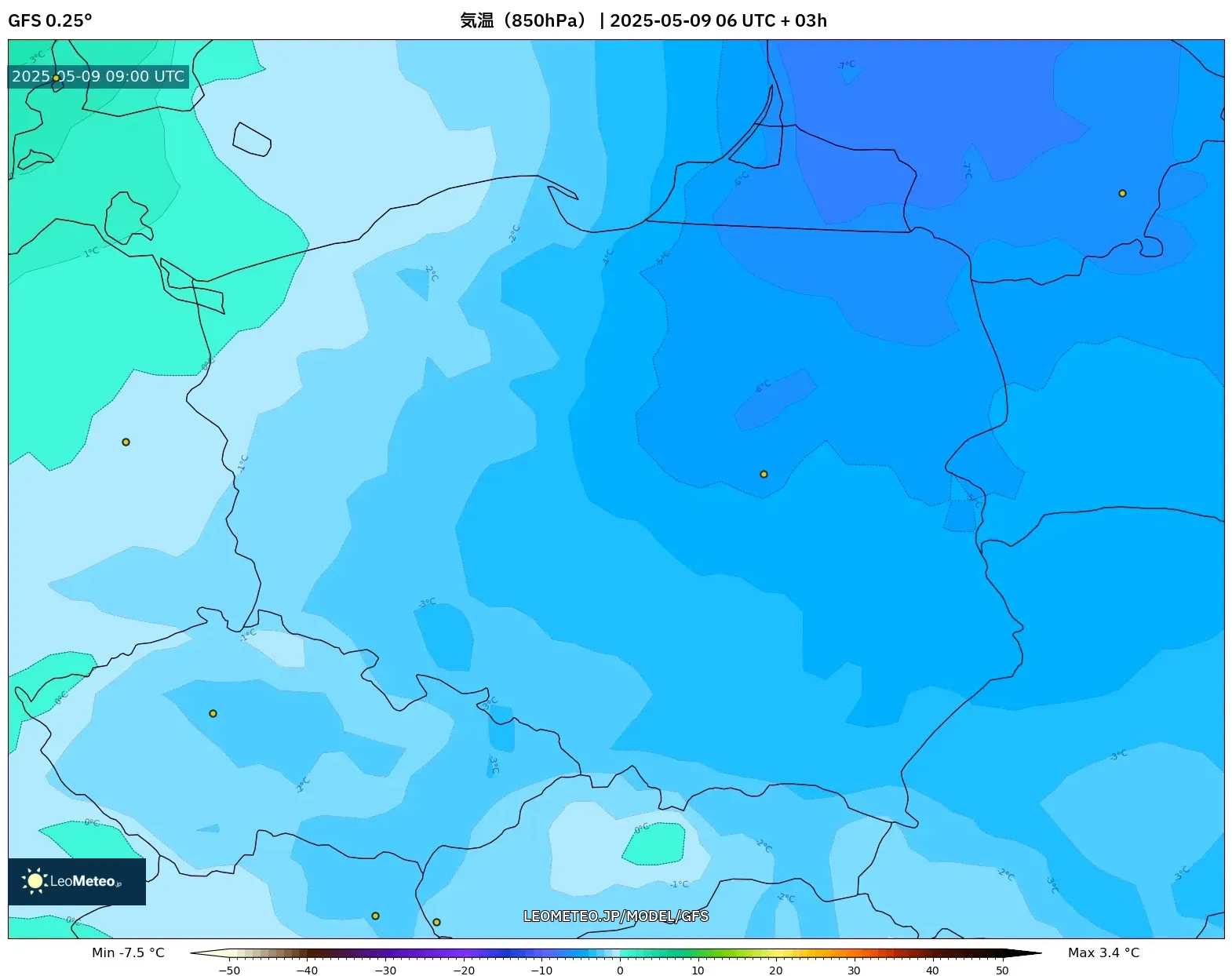 GFS - ポーランド, 気温(850hPa) GFS - ポーランド, 気温(850hPa)