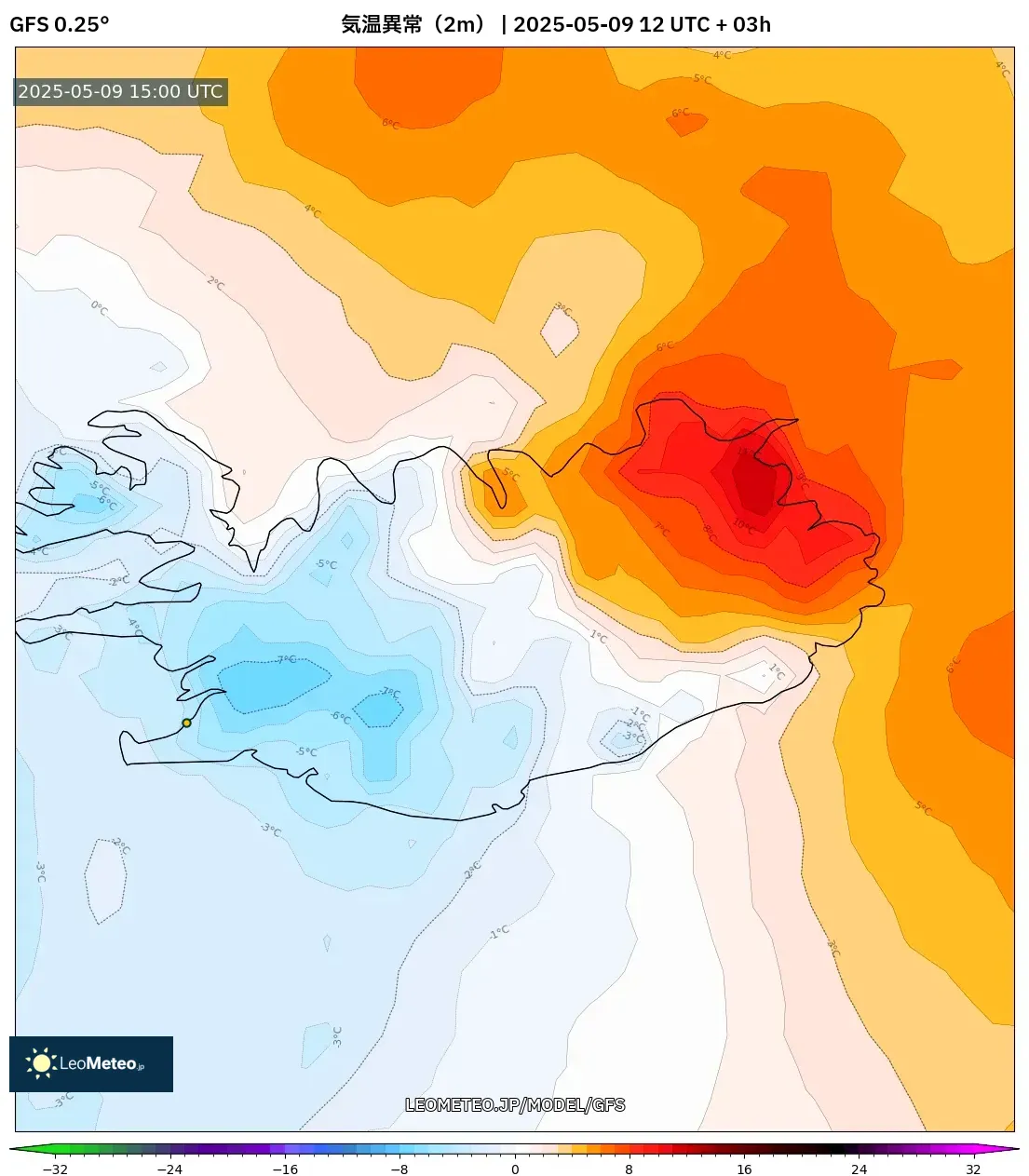 GFS - アルゼンチン, 気温異常(2m) GFS - アルゼンチン, 気温異常(2m)