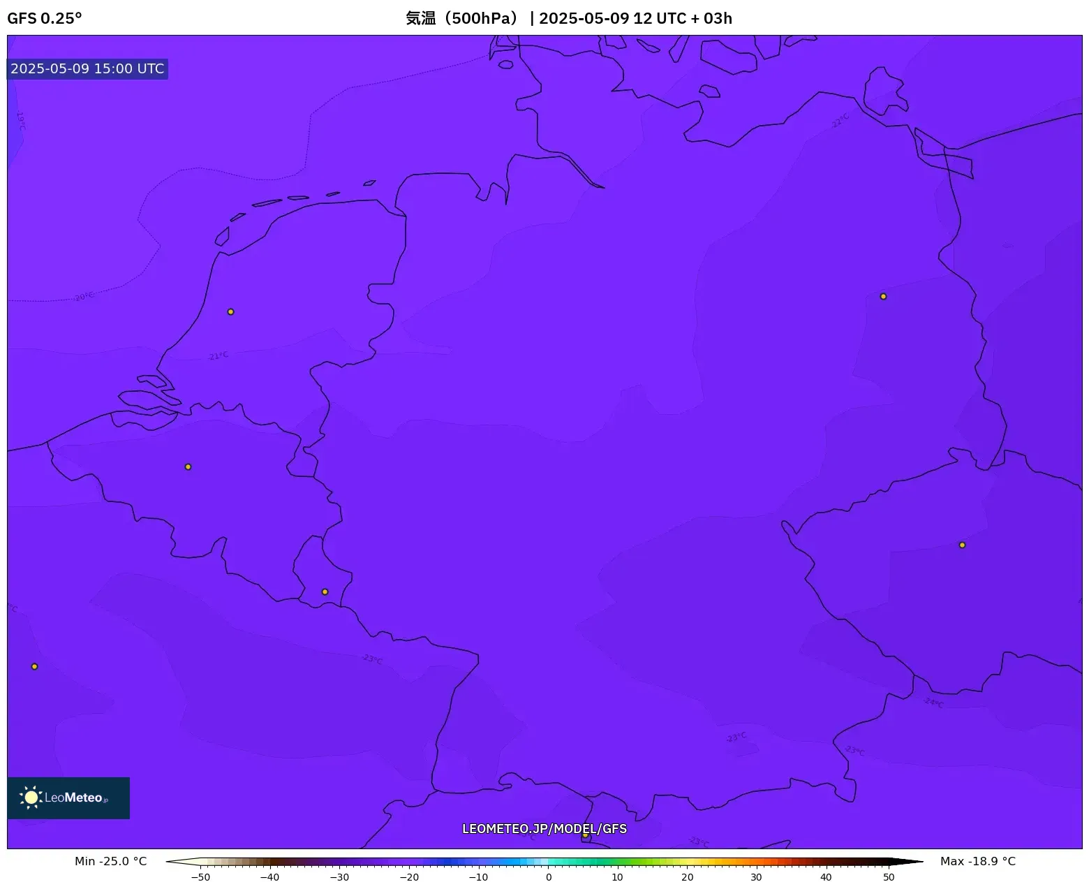 GFS - ドイツ, 気温(500hPa) GFS - ドイツ, 気温(500hPa)
