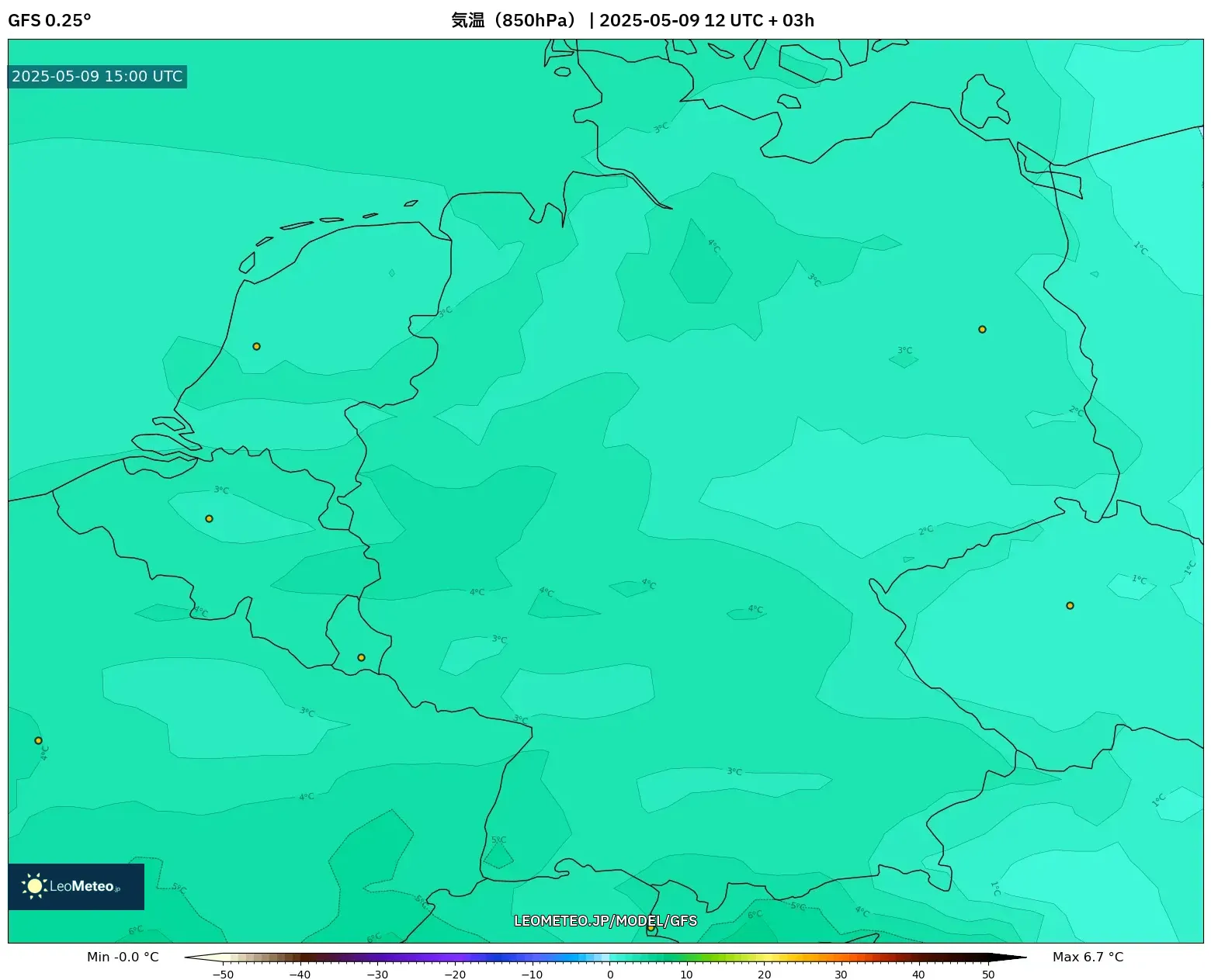 GFS - ドイツ, 気温(850hPa) GFS - ドイツ, 気温(850hPa)