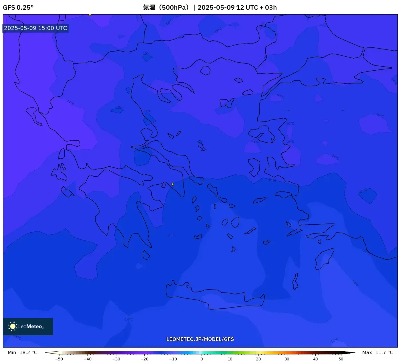 GFS - ギリシャ, 気温(500hPa) GFS - ギリシャ, 気温(500hPa)