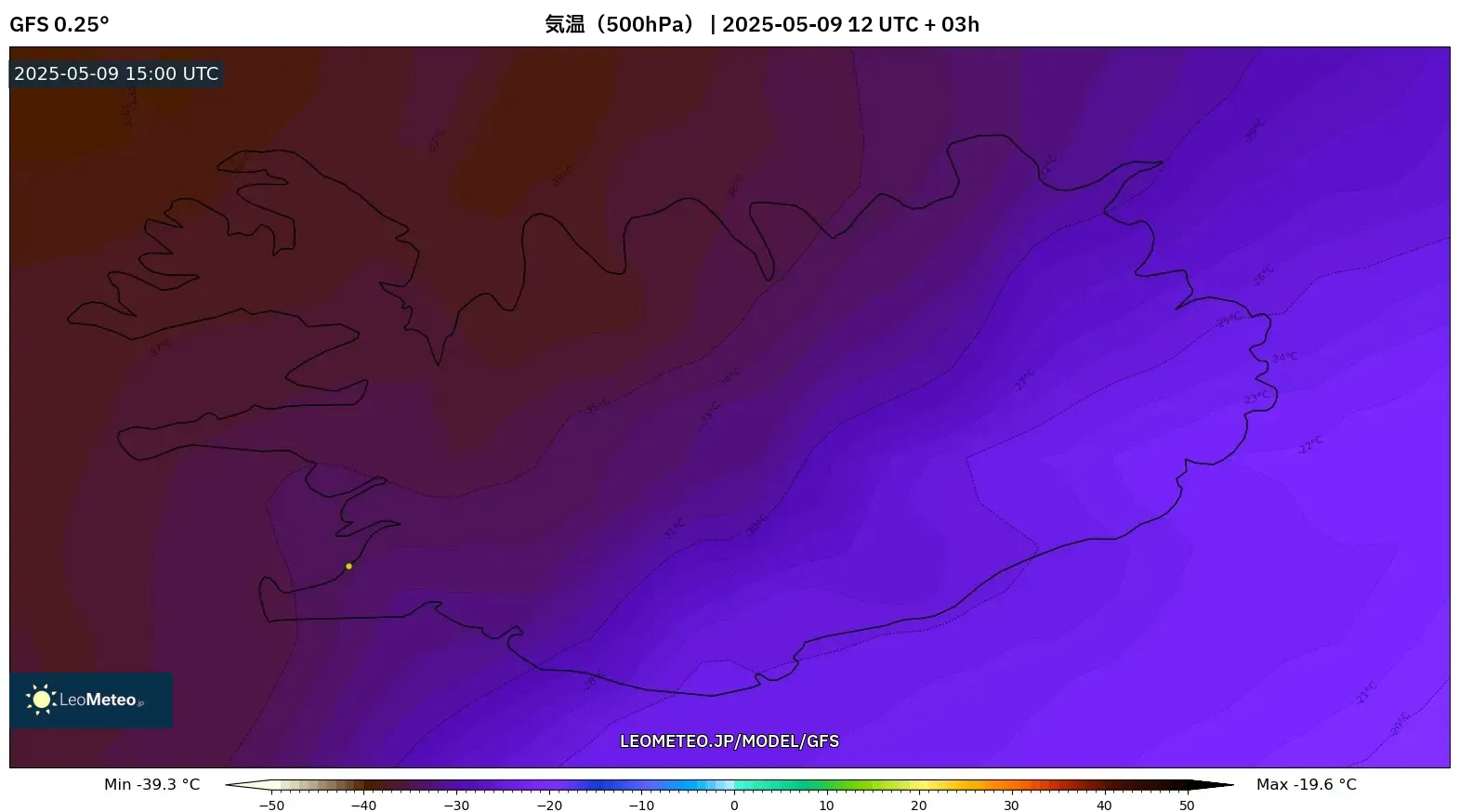 GFS - アイスランド, 気温(500hPa) GFS - アイスランド, 気温(500hPa)