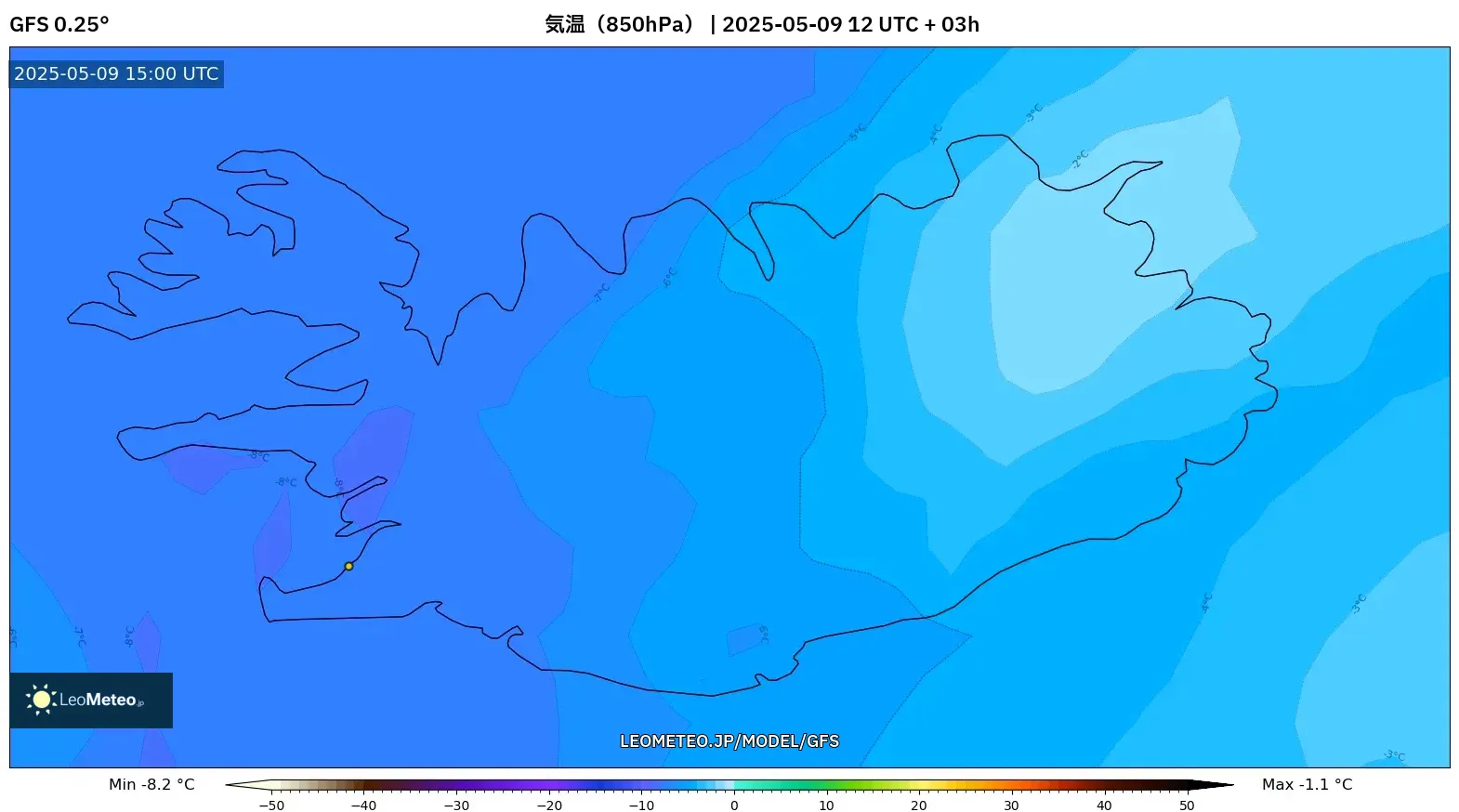 GFS - アイスランド, 気温(850hPa) GFS - アイスランド, 気温(850hPa)