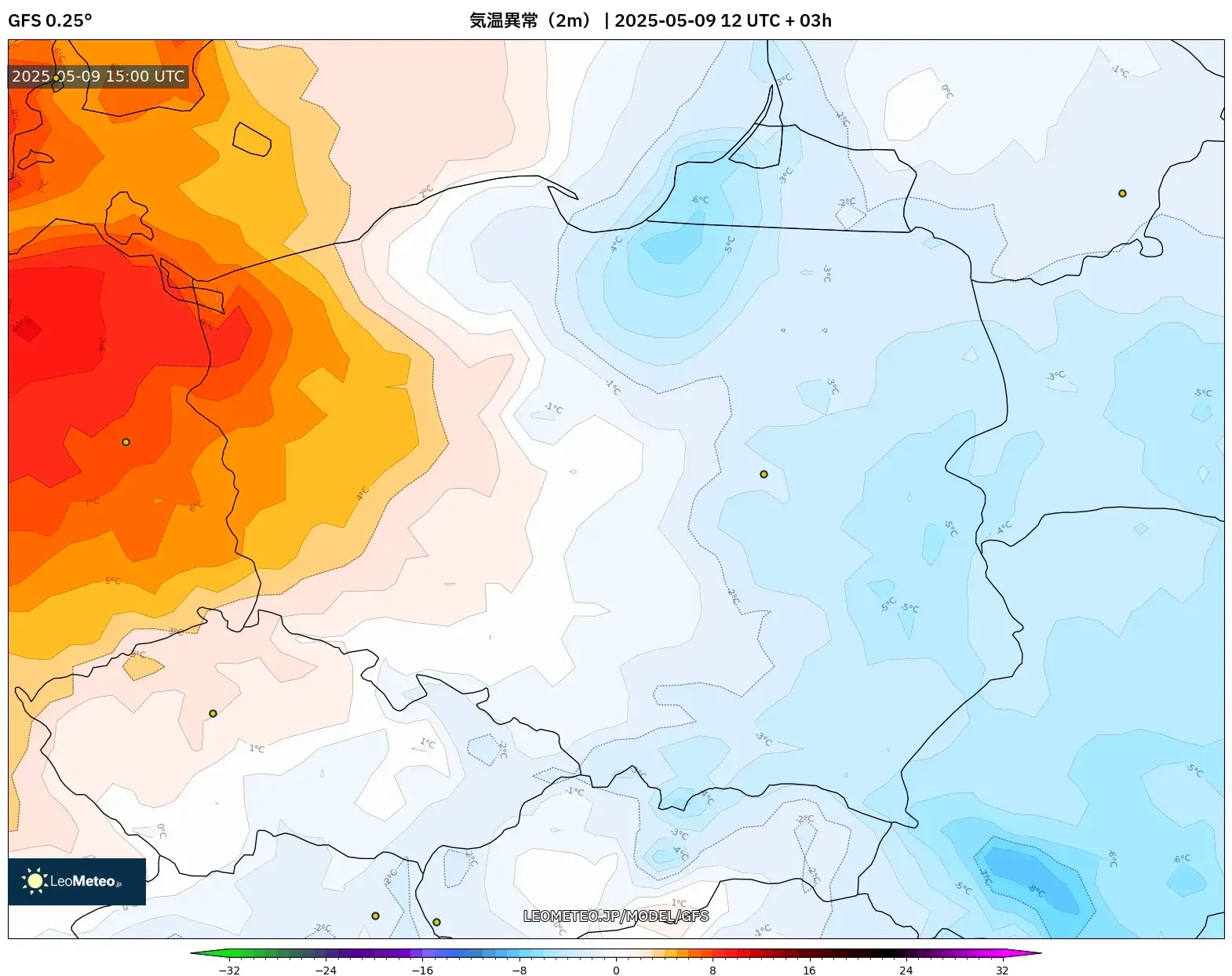 GFS - ポーランド, 気温異常(2m) GFS - ポーランド, 気温異常(2m)