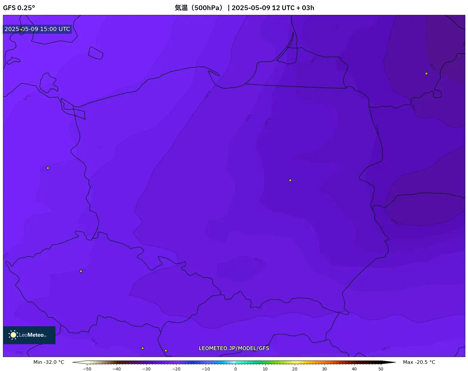 GFS - ポーランド, 気温(500hPa) GFS - ポーランド, 気温(500hPa)