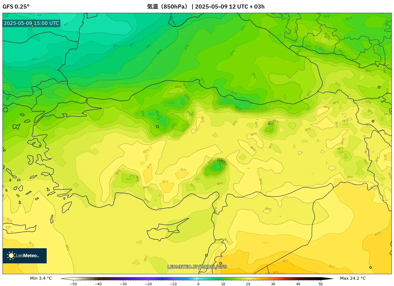 GFS - トルコ, 気温(850hPa) GFS - トルコ, 気温(850hPa)