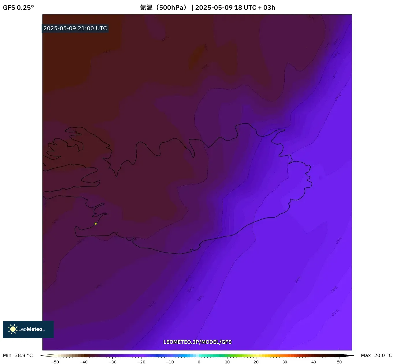 GFS - アルゼンチン, 気温(500hPa) GFS - アルゼンチン, 気温(500hPa)