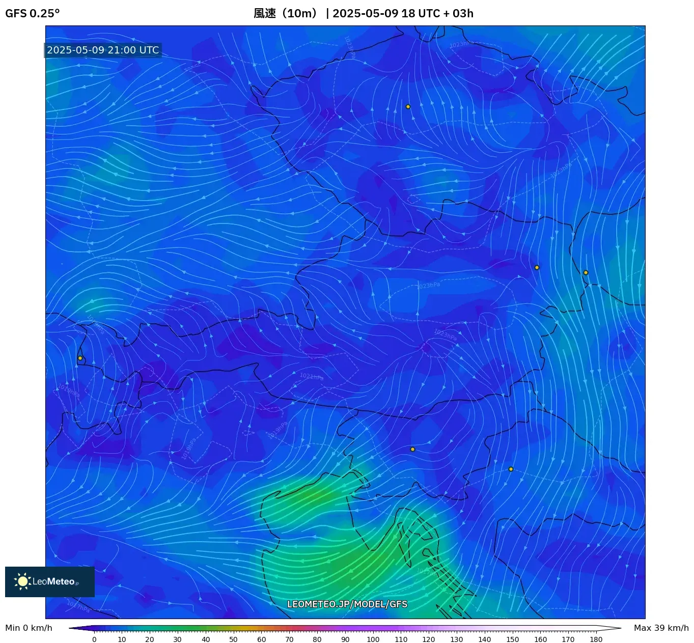 GFS - オーストリア, 風速(10m) GFS - オーストリア, 風速(10m)