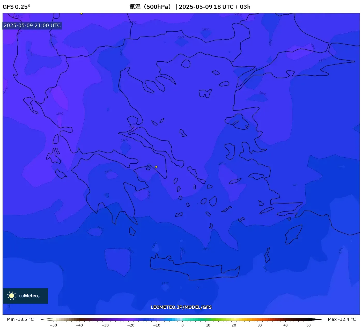 GFS - ギリシャ, 気温(500hPa) GFS - ギリシャ, 気温(500hPa)