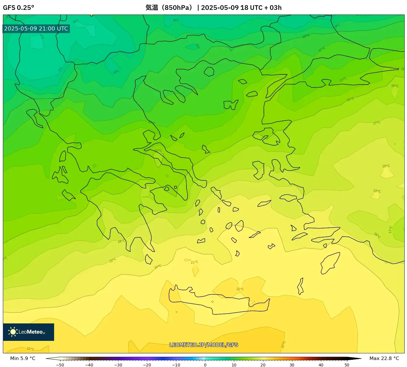GFS - ギリシャ, 気温(850hPa) GFS - ギリシャ, 気温(850hPa)