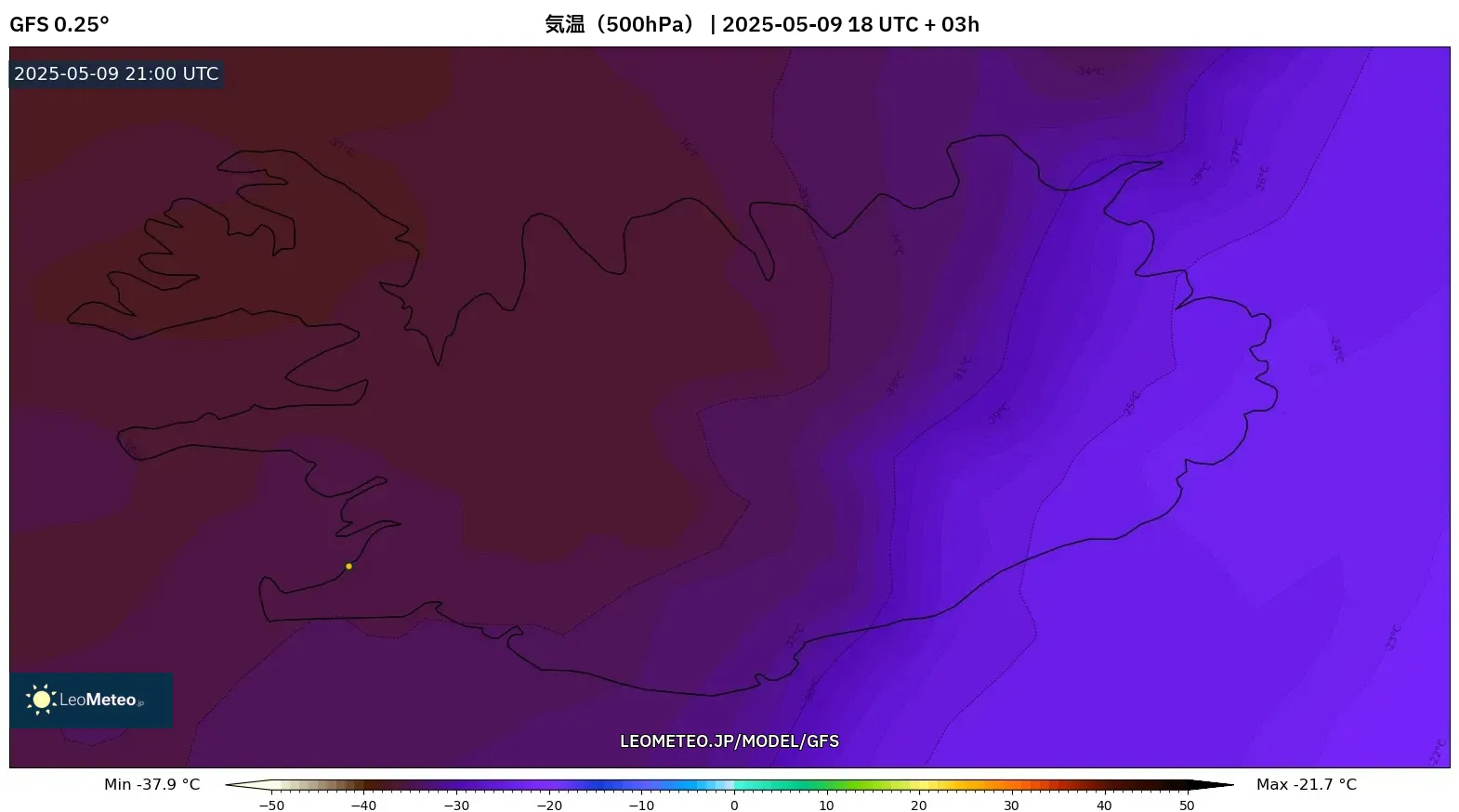 GFS - アイスランド, 気温(500hPa) GFS - アイスランド, 気温(500hPa)