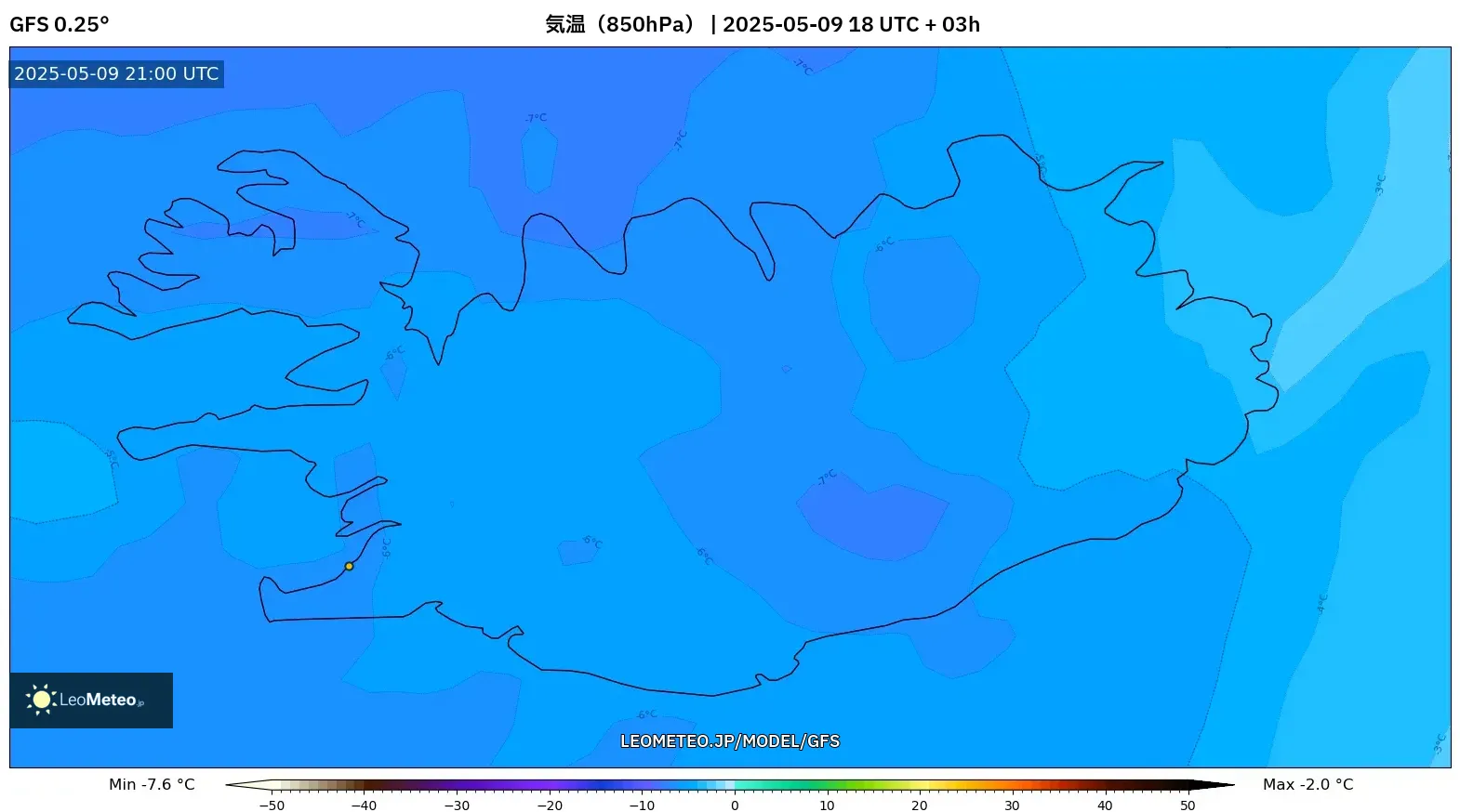 GFS - アイスランド, 気温(850hPa) GFS - アイスランド, 気温(850hPa)