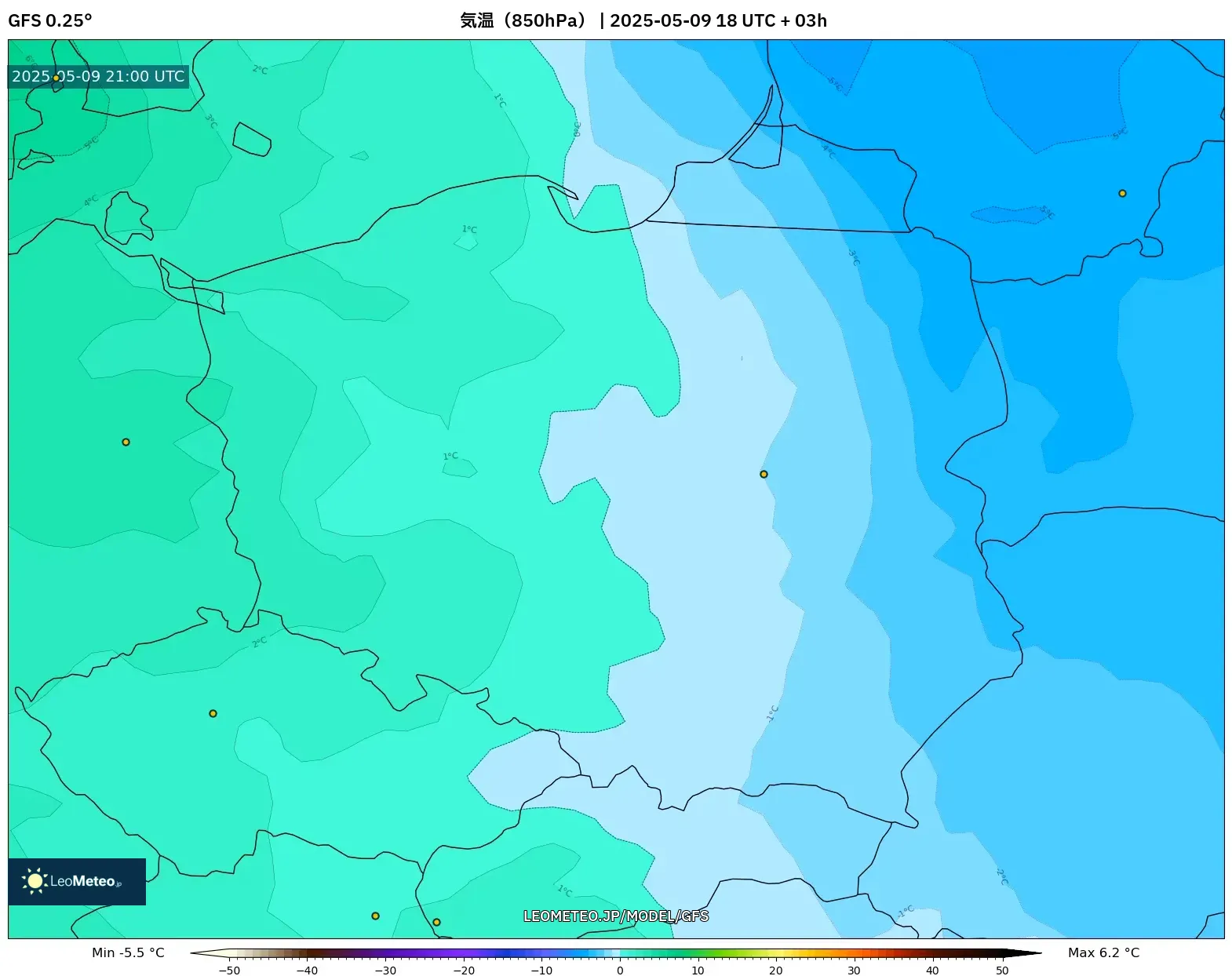 GFS - ポーランド, 気温(850hPa) GFS - ポーランド, 気温(850hPa)