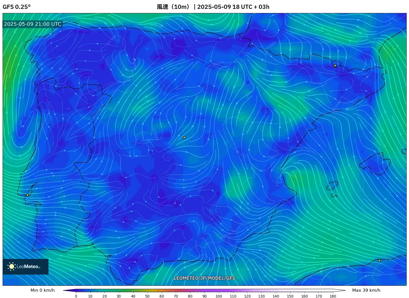 GFS - スペイン, 風速(10m) GFS - スペイン, 風速(10m)