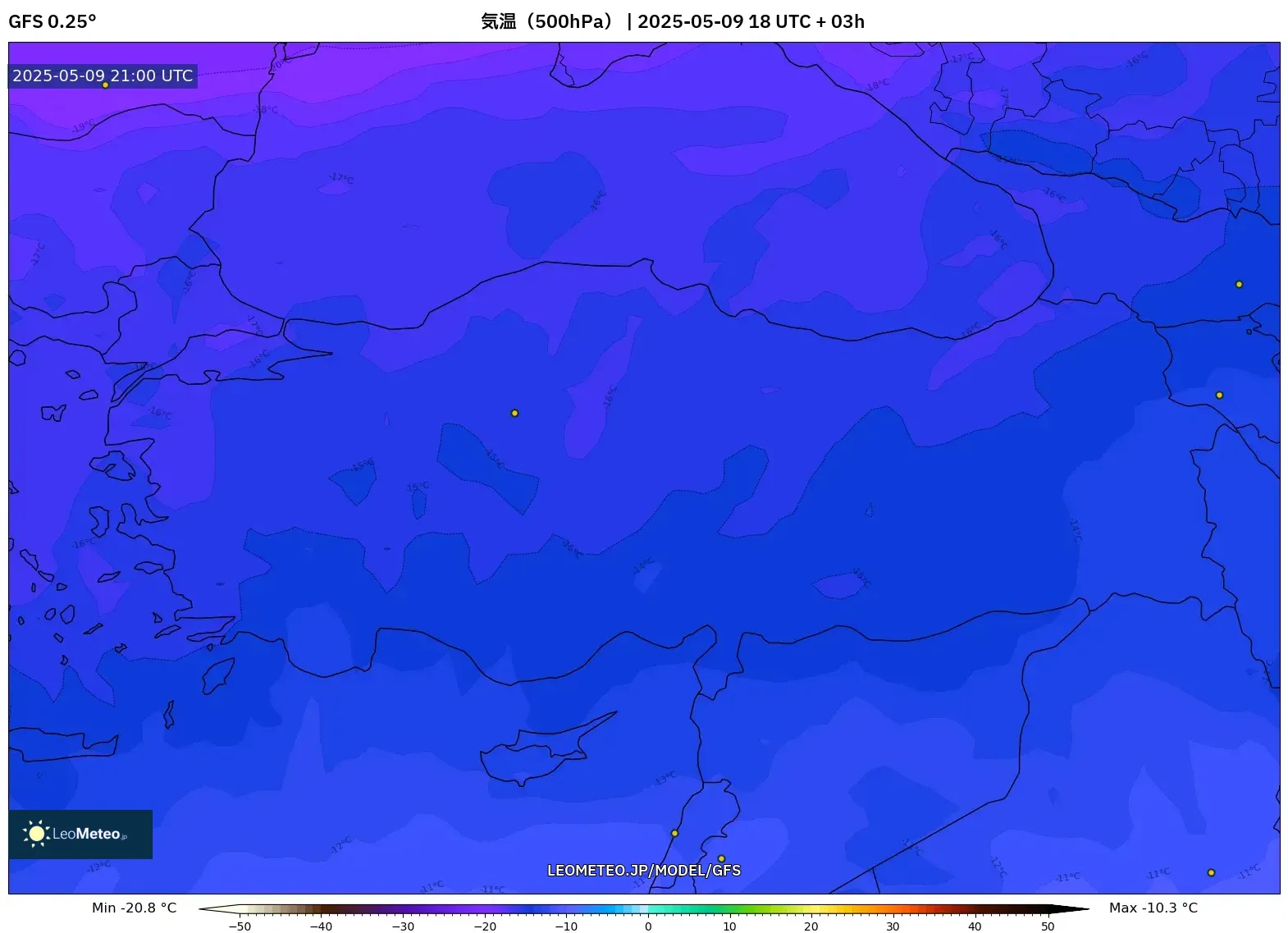 GFS - トルコ, 気温(500hPa) GFS - トルコ, 気温(500hPa)