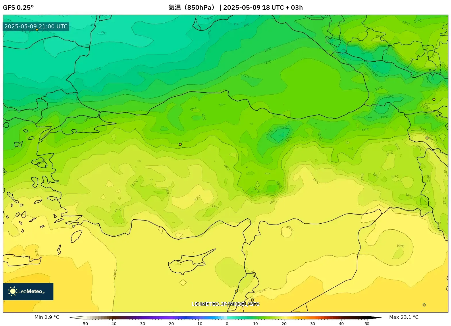 GFS - トルコ, 気温(850hPa) GFS - トルコ, 気温(850hPa)