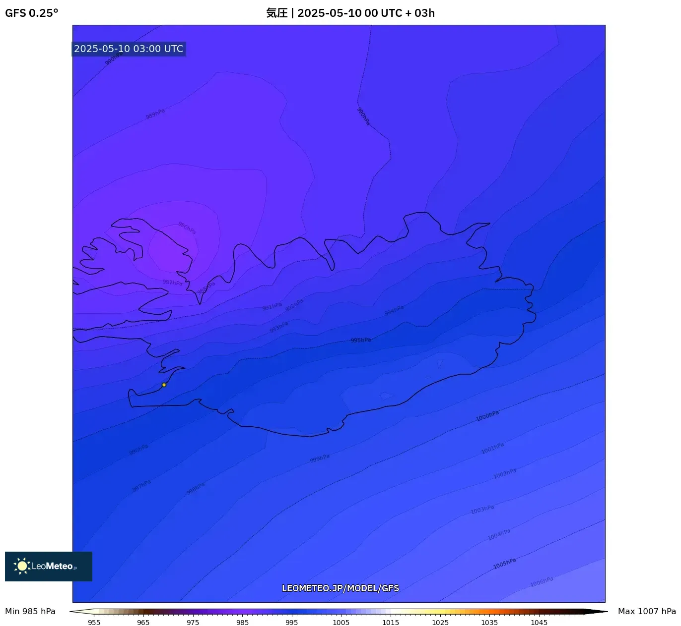 GFS - アルゼンチン, 気圧 GFS - アルゼンチン, 気圧