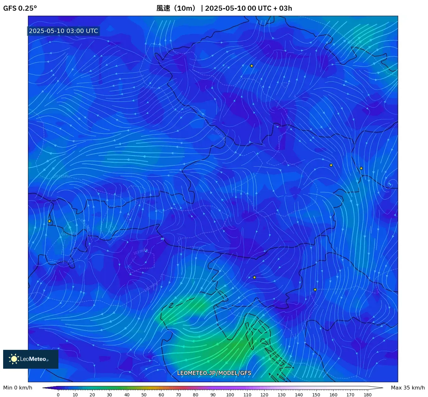 GFS - オーストリア, 風速(10m) GFS - オーストリア, 風速(10m)