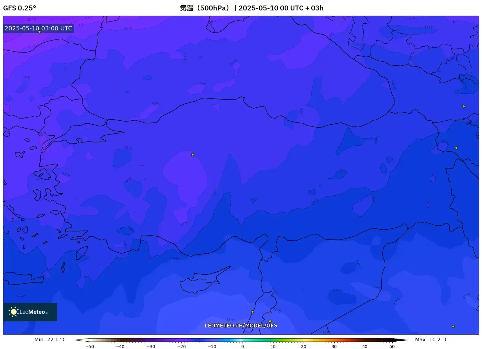 GFS - トルコ, 気温(500hPa) GFS - トルコ, 気温(500hPa)