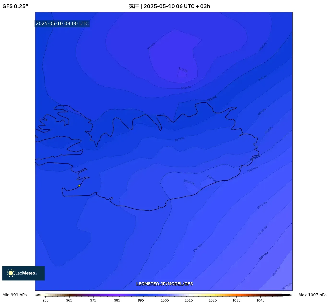 GFS - アルゼンチン, 気圧 GFS - アルゼンチン, 気圧