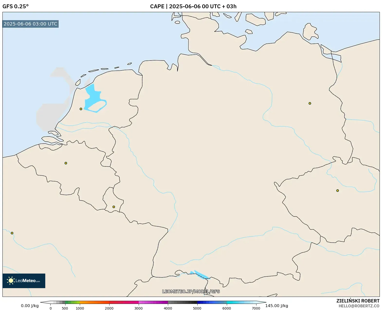 GFS model - ドイツ, CAPE GFS model - ドイツ, CAPE