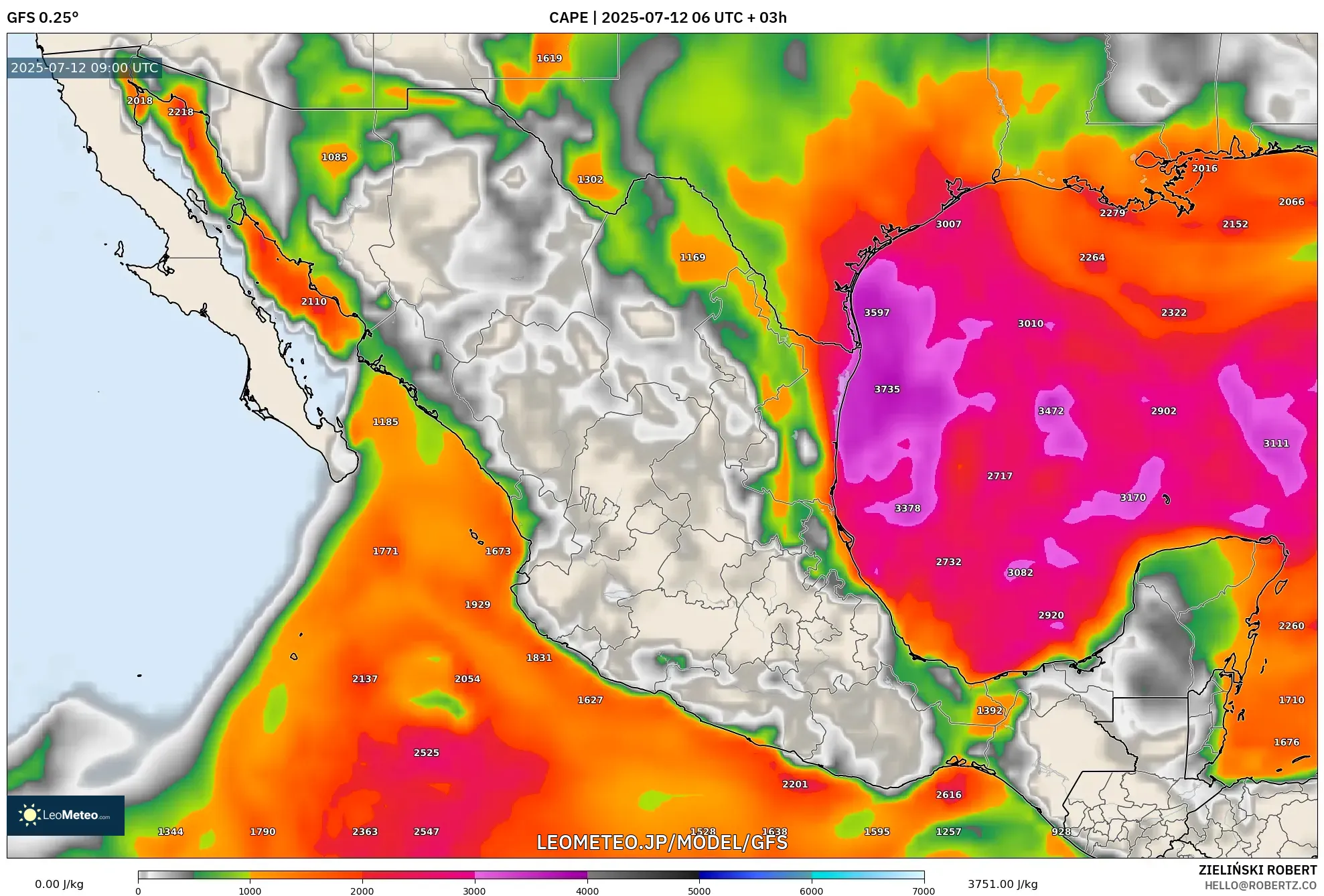 GFS model - メキシコ, CAPE