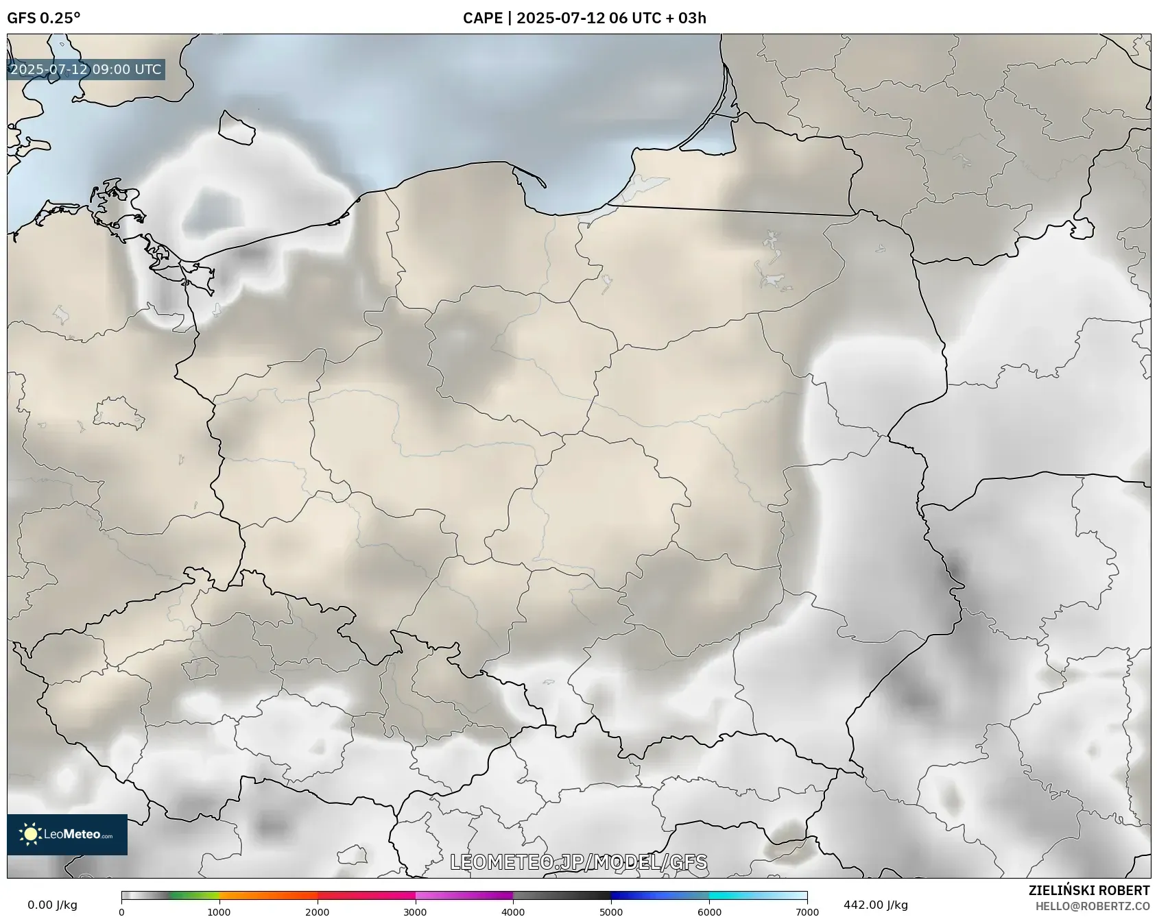 GFS model - ポーランド, CAPE