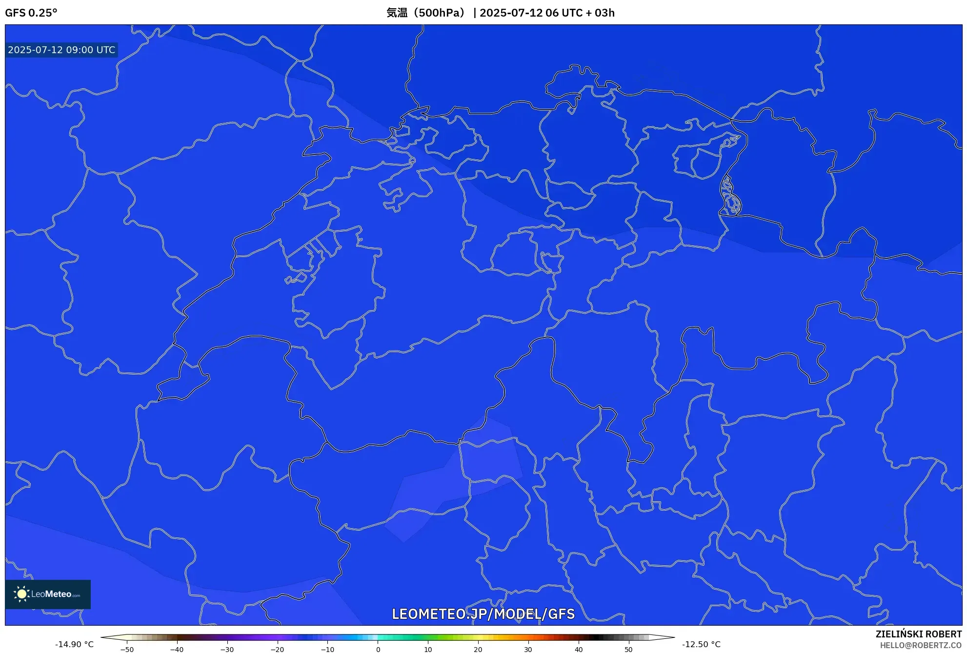 GFS model - スイス, 気温(500hPa) GFS model - スイス, 気温(500hPa)