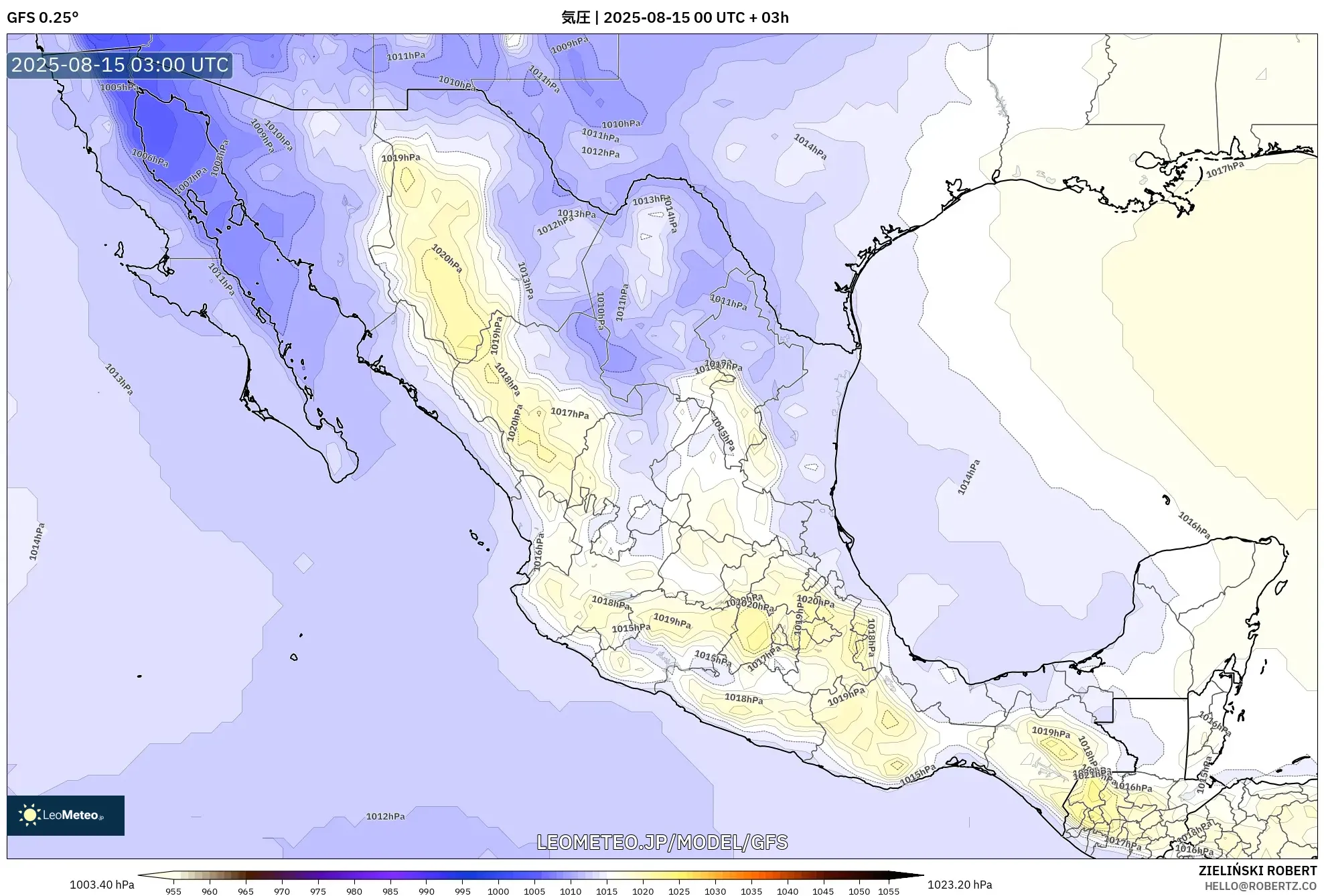 GFS model - メキシコ, 気圧