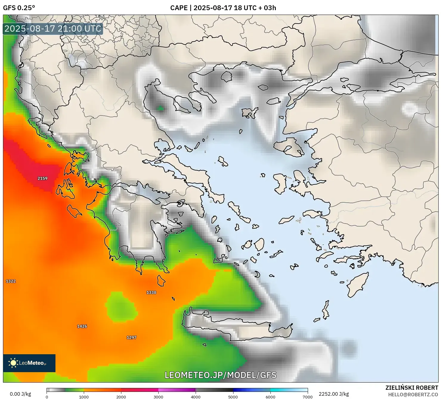 GFS model - ギリシャ, CAPE GFS model - ギリシャ, CAPE