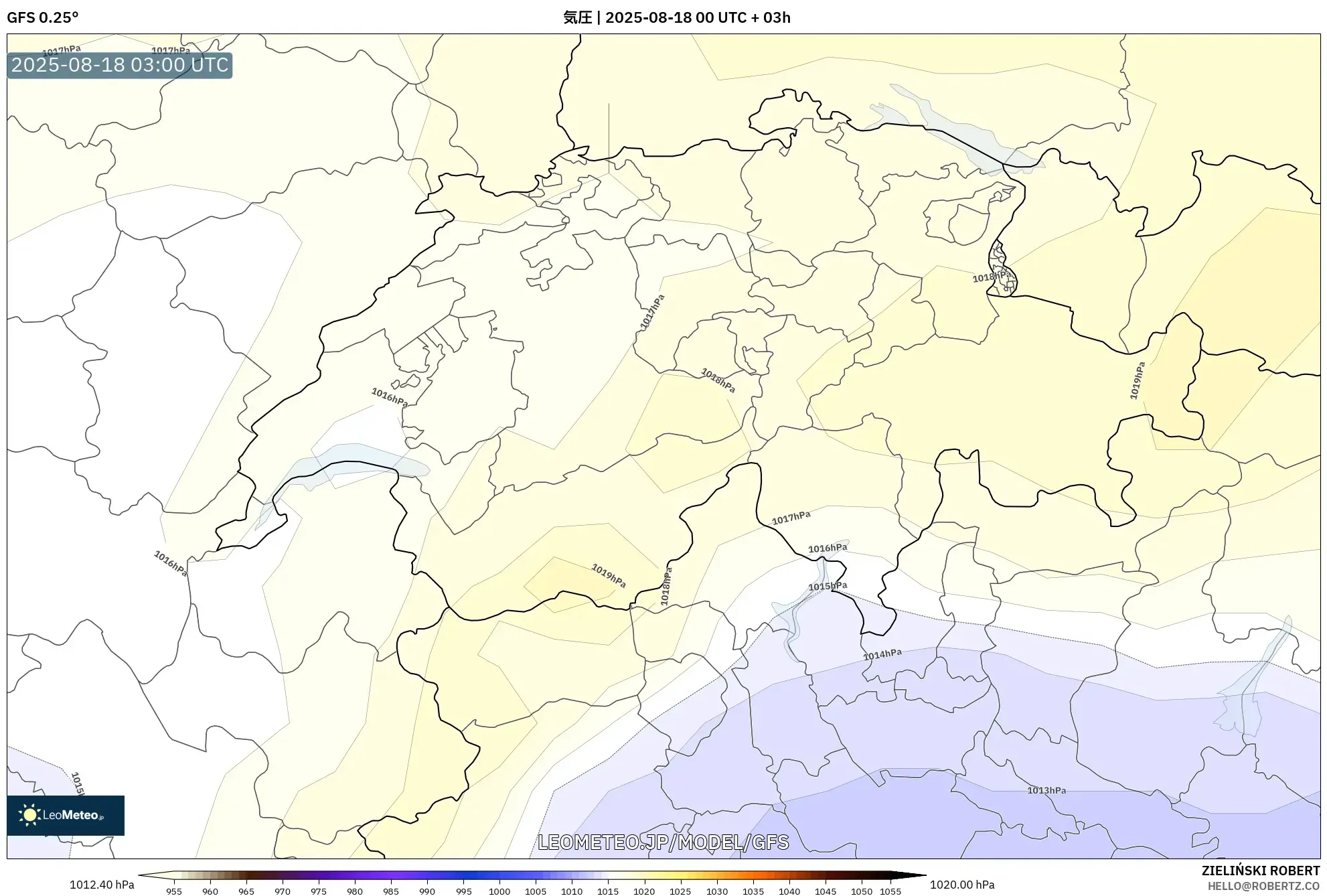 GFS model - スイス, 気圧