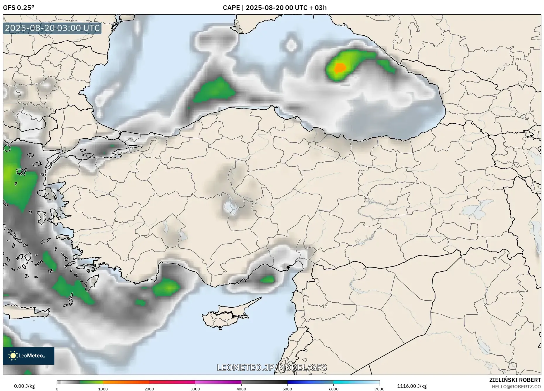 GFS model - トルコ, CAPE