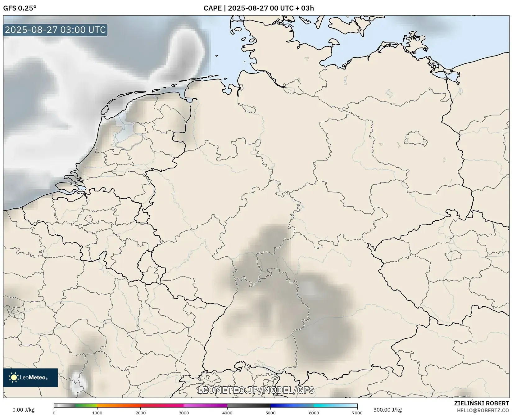 GFS model - ドイツ, CAPE GFS model - ドイツ, CAPE