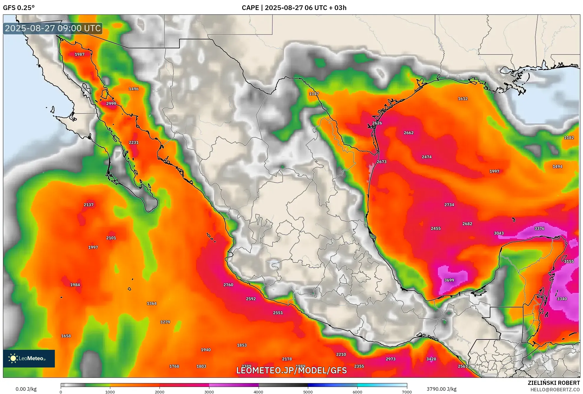 GFS model - メキシコ, CAPE